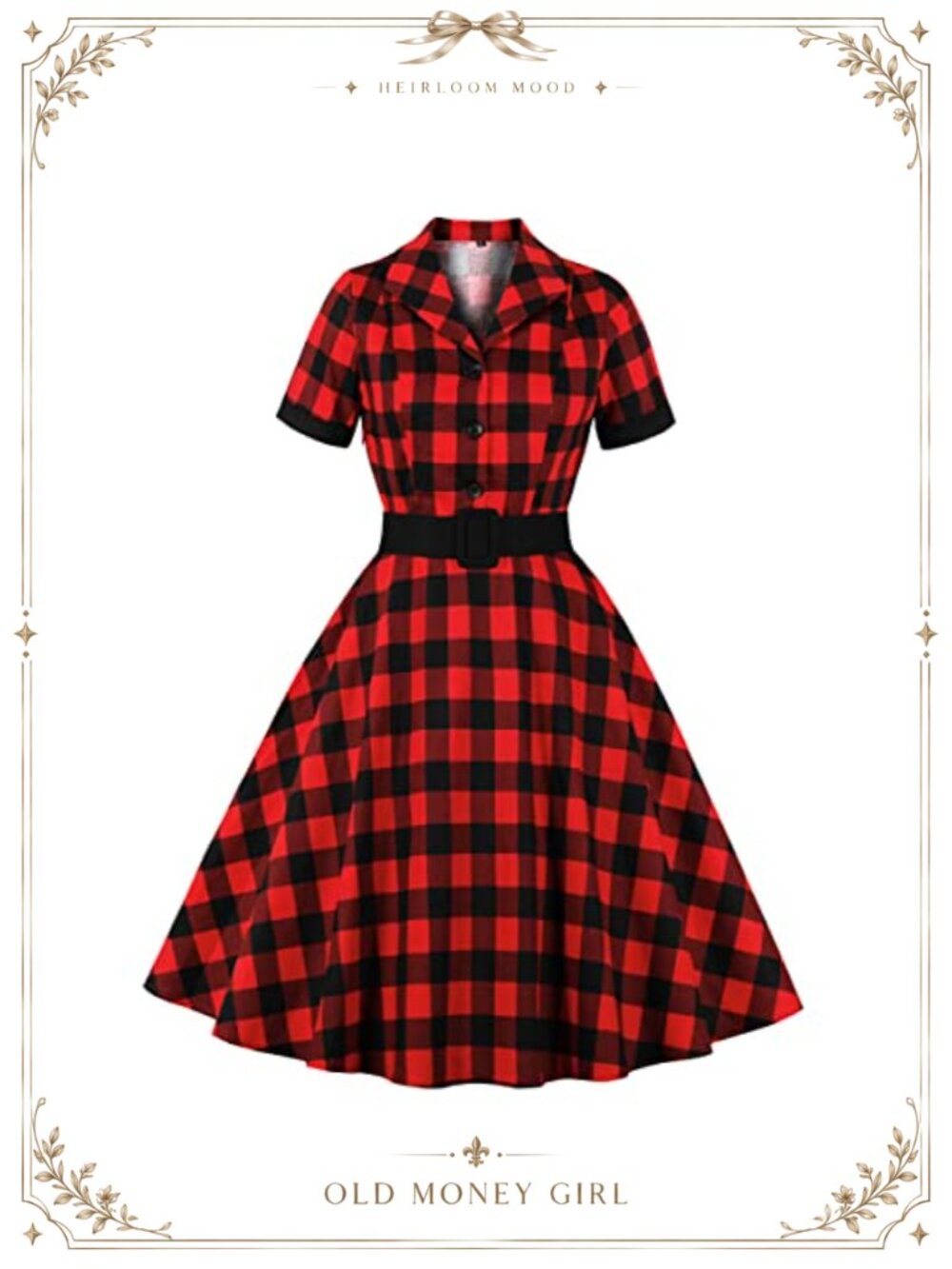 Vintage 1950s Rockabilly Swing Dress with Belt